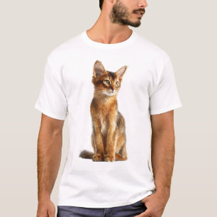 Golden Abyssinian Cat Illustration Men T-Shirt
