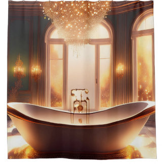 Golden Accent Bathtub Shower Curtain