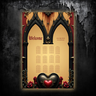 Golden accents, red roses, and a heart: poster