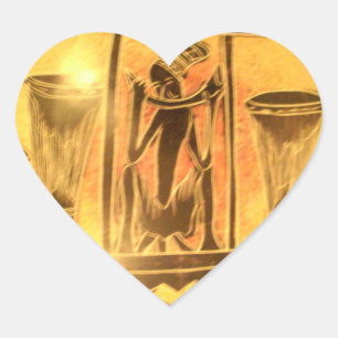 Golden African Ethnic Art Print Design Heart Sticker