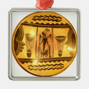 Golden African Ethnic Art Print Design Metal Tree Decoration