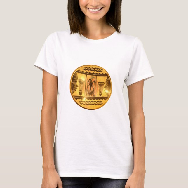Golden African Ethnic Art Print Design T-Shirt (Front)