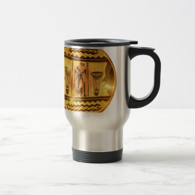 Golden African Ethnic Art Print Design Travel Mug (Right)