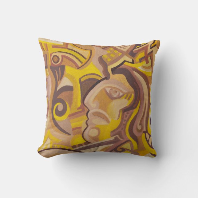 Golden Age Abstract Art Face Pillow (Front)