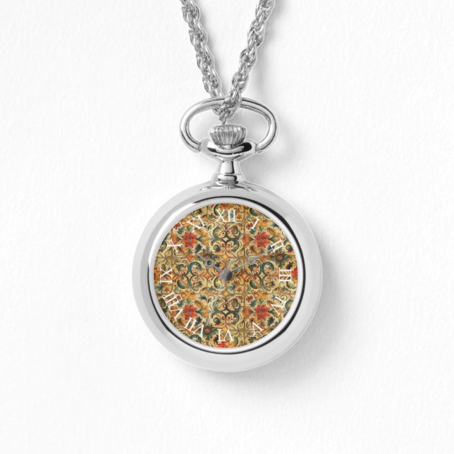 Golden Age Botanical with Roman Numerals  Watch (Front)