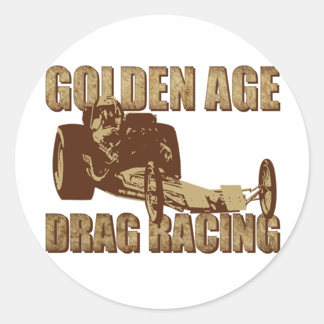 golden age drag racing digger dragster classic round sticker (Front)