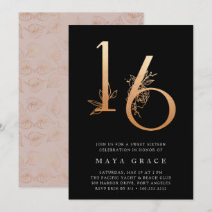 Golden Age   Rose Gold Sweet 16 Birthday Party Invitation