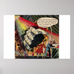 Golden age vintage horror comics, scary retro poster