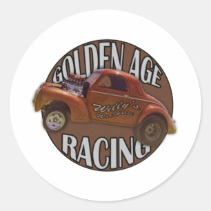 Golden Age Willys Gasser Drag Racing Patina Classic Round Sticker