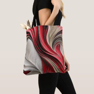 Golden Air: Cranberry & Champagne Flowing Abstract Tote Bag
