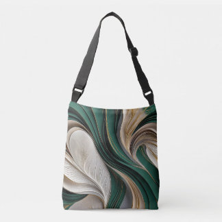 Golden Air – Emerald & Gold Flowing Abstract Crossbody Bag