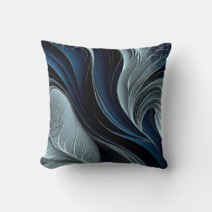Golden Air – Indigo Flowing Abstract Throw Pillow