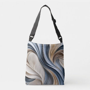 Golden Air - Soft Blue and Gold Flowing Abstract Crossbody Bag