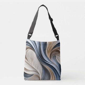 Golden Air - Soft Blue and Gold Flowing Abstract Crossbody Bag