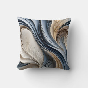 Golden Air - Soft Blue and Gold Flowing Abstract Cushion
