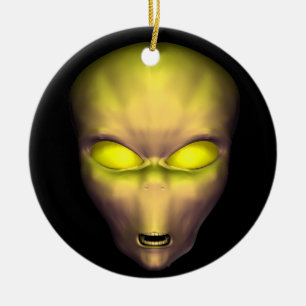 Golden Alien Ceramic Tree Decoration