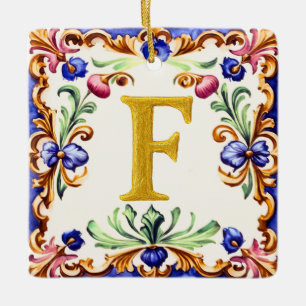 Golden Alphabet – Letter F Ceramic Ornament