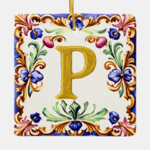 Golden Alphabet – Letter P Ceramic Ornament