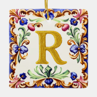 Golden Alphabet – Letter R Ceramic Ornament