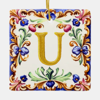 Golden Alphabet – Letter U Ceramic Ornament