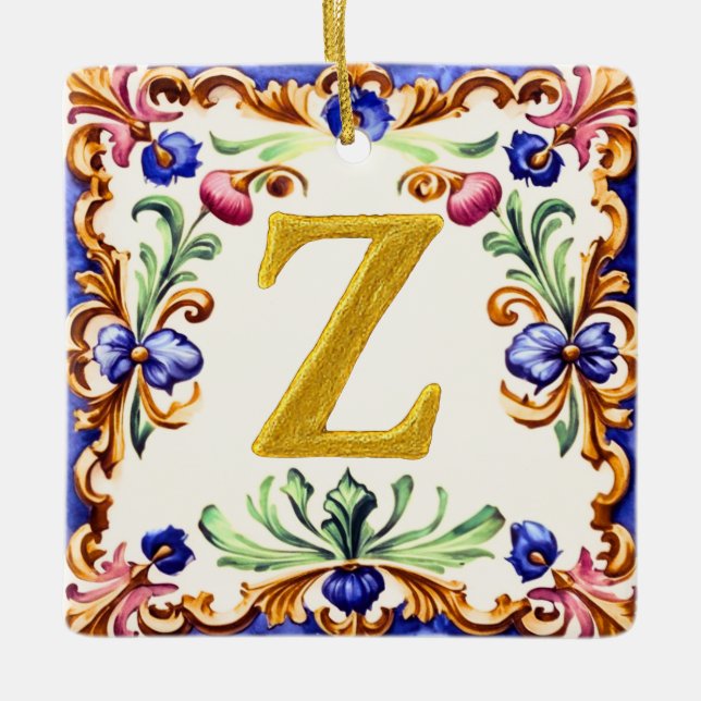 Golden Alphabet – Letter Z Ceramic Ornament (Front)