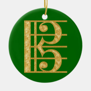 Golden Alto Clef Ceramic Tree Decoration