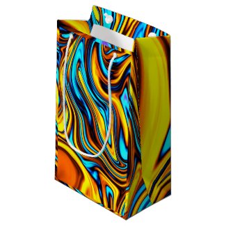 Golden Amber and Blue Abstract Lava Flow
