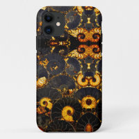 Golden Amber black Nautilus shell pattern, fossil 