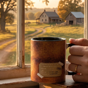 Golden Amber & Ochre Vintage Archival Record Mug
