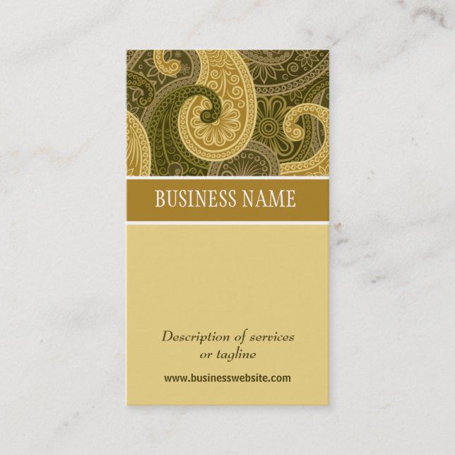 Golden Amber Paisley Trimming Business Card (Front)