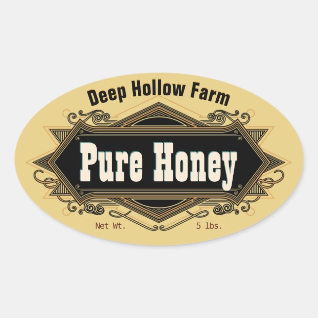 Golden Amber Pure Honey Stickers (Front)