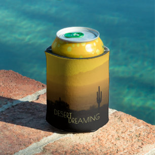 Golden Amber Sunset Cactus Desert Dreaming Arizona Can Cooler