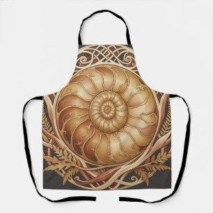 Golden Ammonite Fossil Celtic Frame Ornate Pattern Apron
