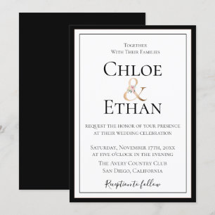 Golden Ampersand Black Wedding Invitation
