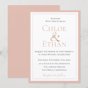Golden Ampersand Blush Wedding Invitation