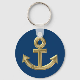Golden anchor key ring