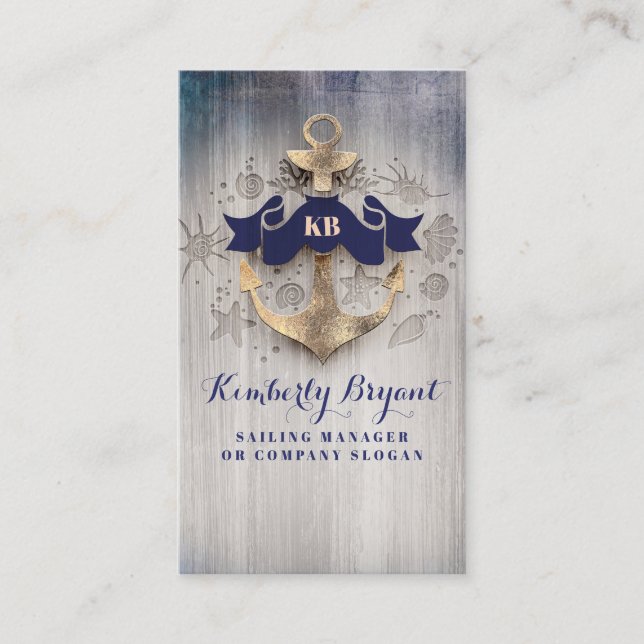Golden Anchor Nautical Coastal Yachts and Cruises Business Card (Front)