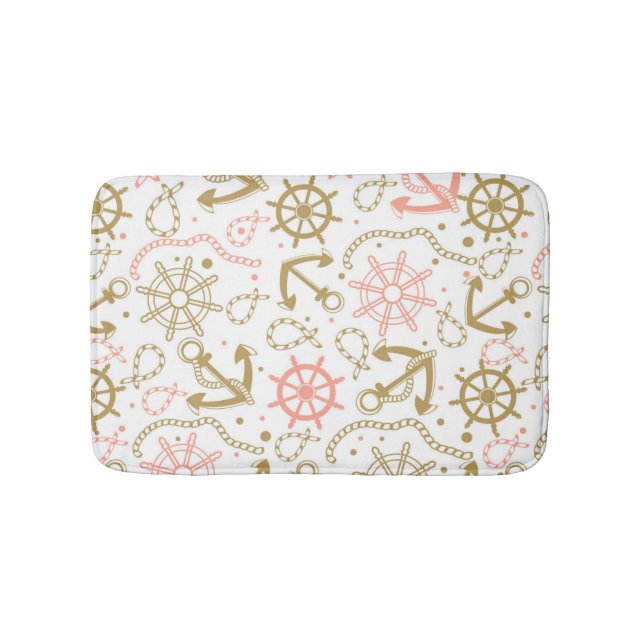 Golden Anchor Pattern Bath Mat (Front)