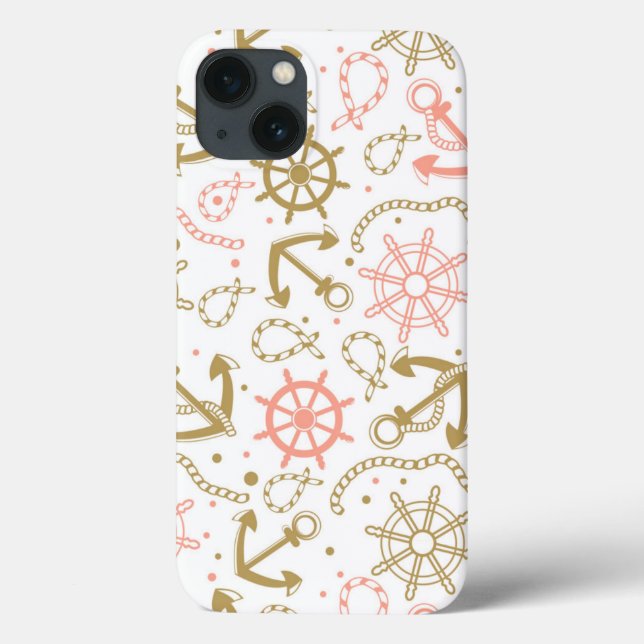 Golden Anchor Pattern Case-Mate iPhone Case (Back)