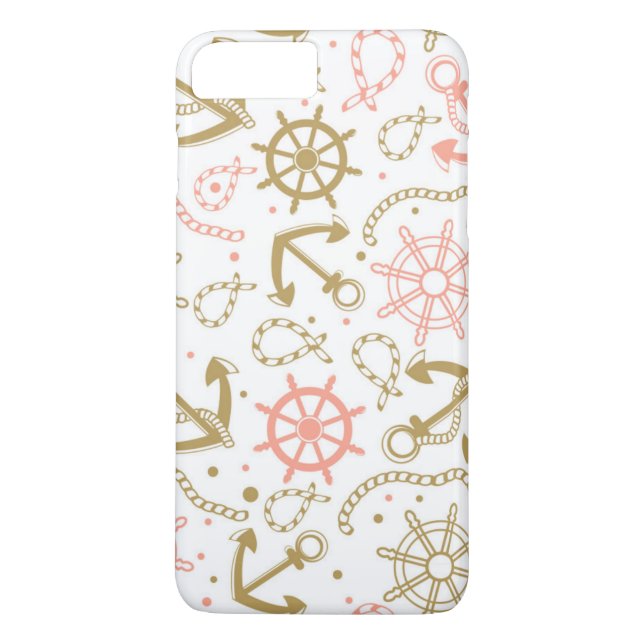 Golden Anchor Pattern Case-Mate iPhone Case (Back)