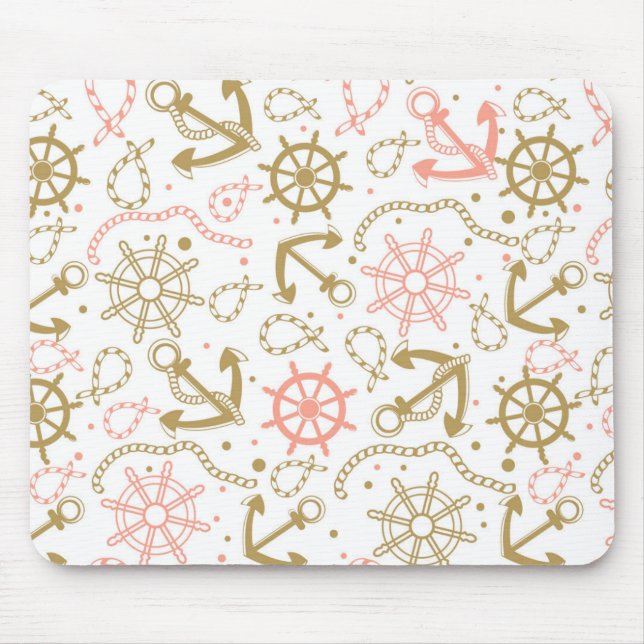 Golden Anchor Pattern Mouse Mat (Front)