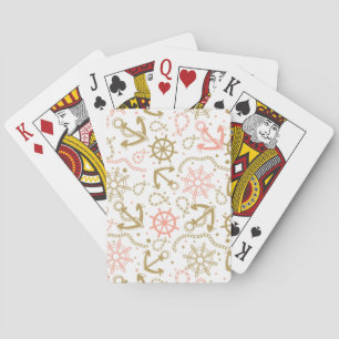 Golden Anchor Pattern Playing Cards