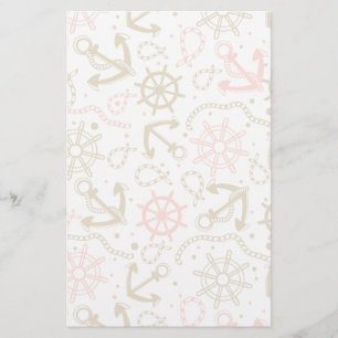 Golden Anchor Pattern Stationery