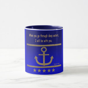 Golden Anchor, symbols of the love ,Isaiah 43:2 Mug