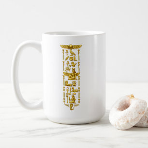 Golden Ancient Egyptian Symbols – Luxurious Hierog Coffee Mug