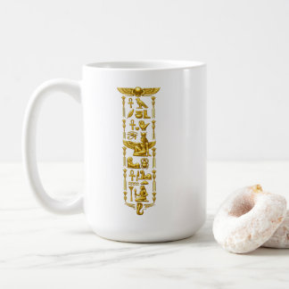 Golden Ancient Egyptian Symbols – Luxurious Hierog Coffee Mug