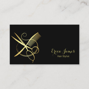 Golden and Black Beauty Salon Business Card