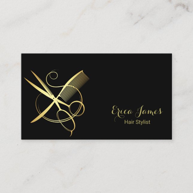 Golden and Black Beauty Salon Business Card (Front)
