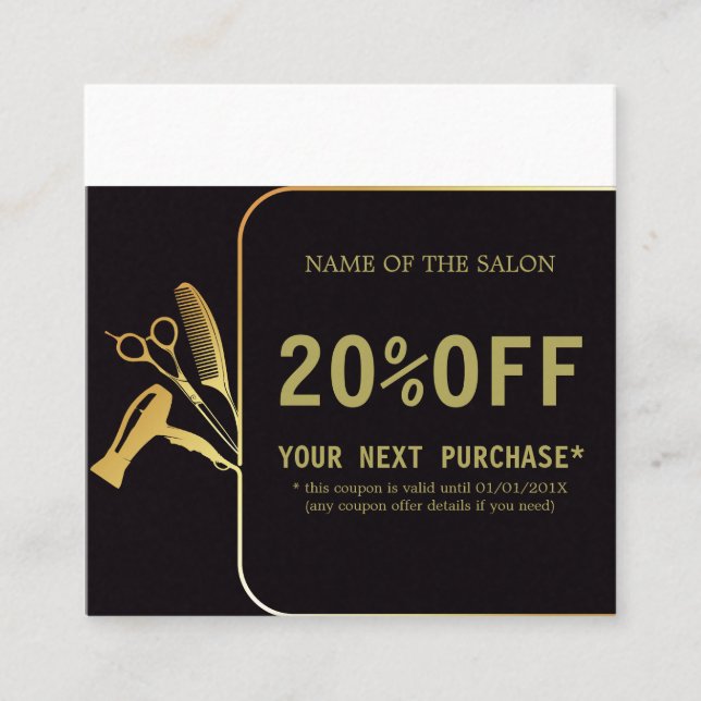 Golden and Black Beauty Salon Discount Card (Front)