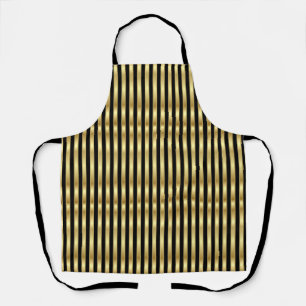 Golden and Black Elegant Stripes 2 Apron